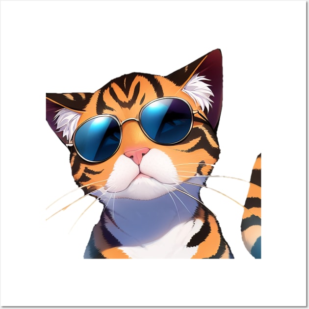 Meme Cat Serious With Sunglasses Wall Art by BAYFAIRE